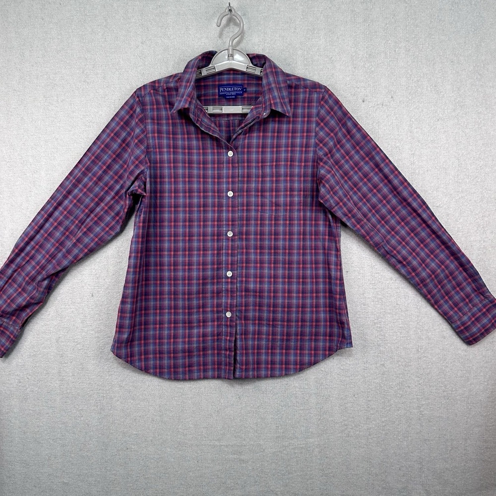Pendleton Women's Medium Long Sleeve Button‎ Up Plaid Shirt Cotton